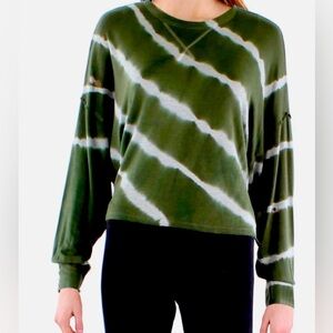 Anthropologie Maronie forest green/white striped top. NWT.